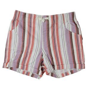 Wonder Nation Retro Chino Shorts Purple SZ 10 Large Pull On Pockets Stripe
